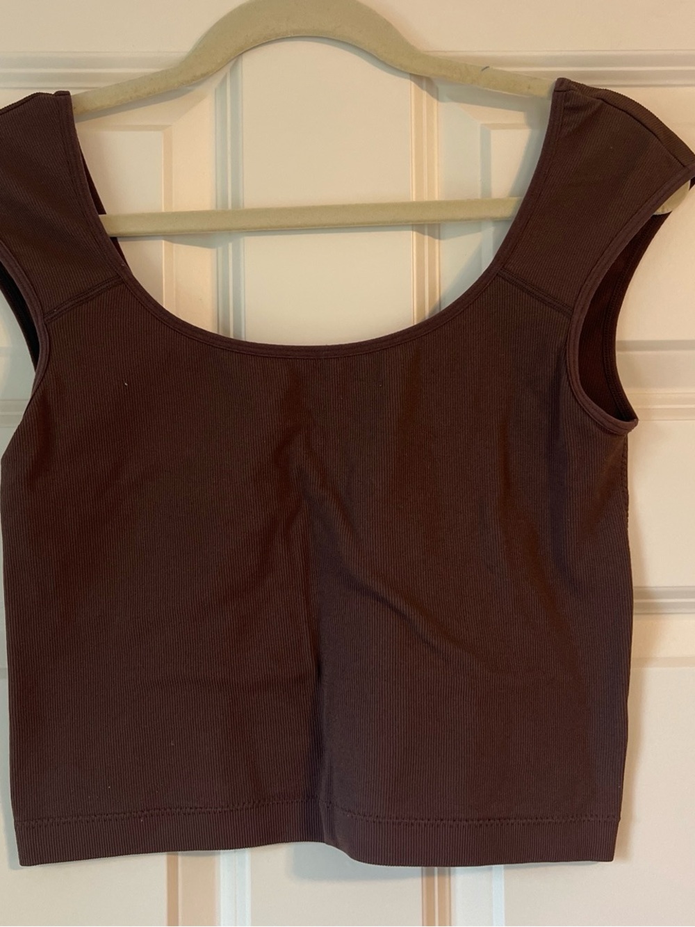 Garage Women's Scoop Neck Ribbed  Top - Chocolate Brown
